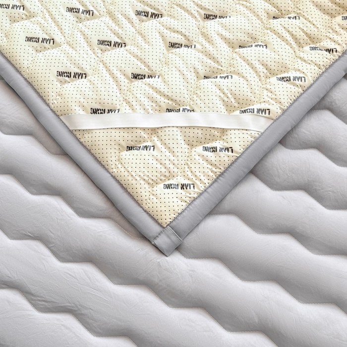 91家纺网 家纺一手货源 找家纺 恋绒家纺 2025新款刺绣款床褥床护垫绣花床垫 柯基KJ-奥丁灰