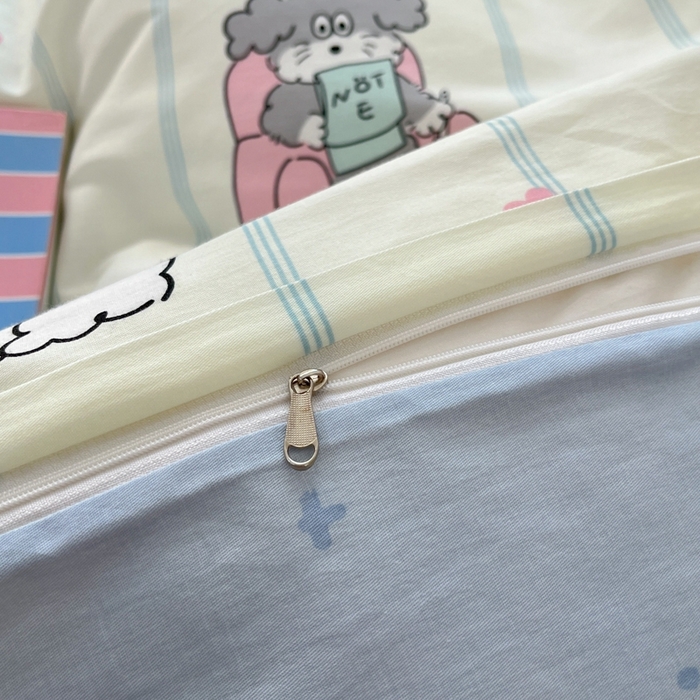 91家纺网 家纺一手货源 找家纺 慕尚家纺 2025新款全棉印花四件套 书生猫咪