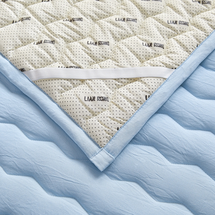 91家纺网 家纺一手货源 找家纺 恋绒家纺 2025新款刺绣款床褥床护垫绣花床垫 mini-天空蓝