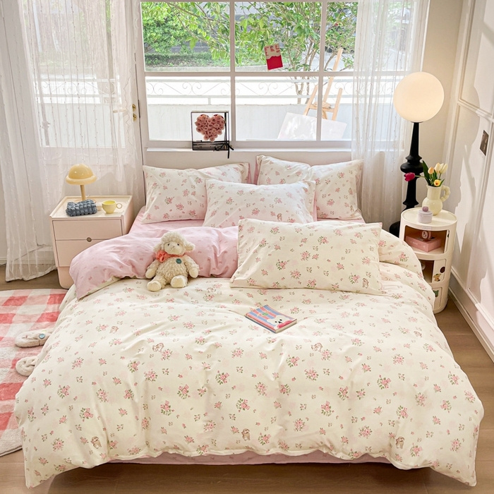 91家纺网 家纺一手货源 找家纺 慕尚家纺 2025新款全棉印花四件套 铃兰花