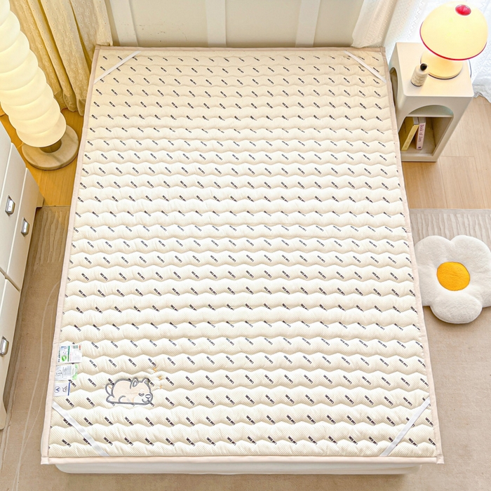 91家纺网 家纺一手货源 找家纺 恋绒家纺 2025新款刺绣款床褥床护垫绣花床垫 柯基KJ-奶油杏