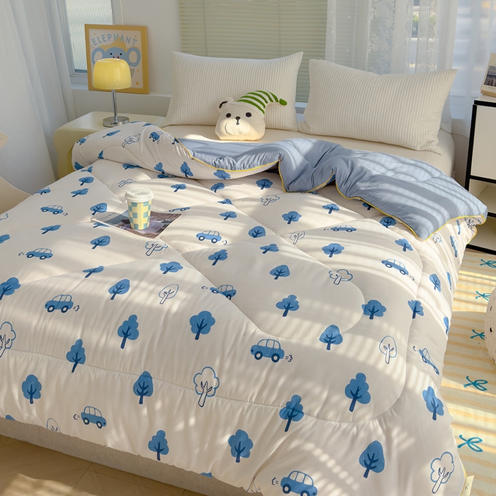 91家纺网 家纺一手货源 找家纺 迪乐妮家居 2024新款亲肤水洗棉印花春秋被 密林