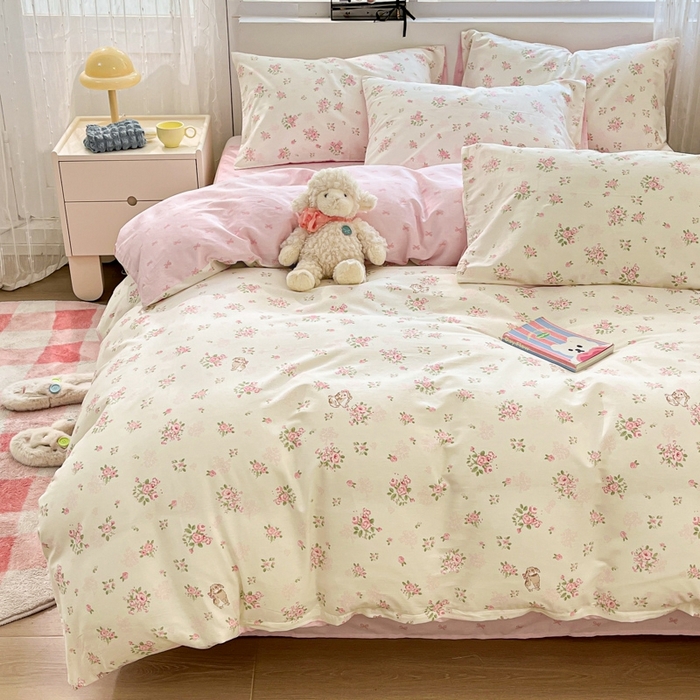 91家纺网 家纺一手货源 找家纺 慕尚家纺 2025新款全棉印花四件套 铃兰花