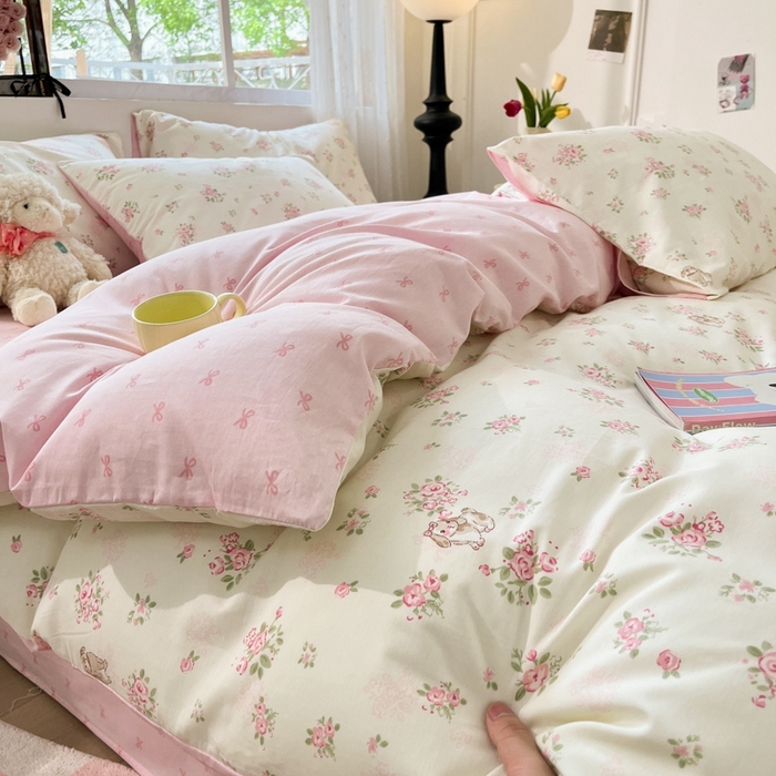 91家纺网 家纺一手货源 找家纺 慕尚家纺 2025新款全棉印花四件套 铃兰花