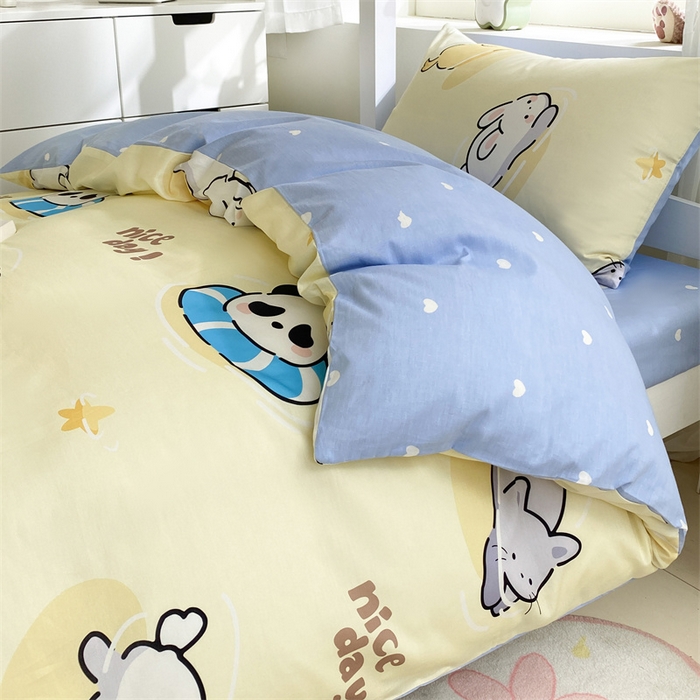 91家纺网 家纺一手货源 找家纺 本制 2024新款学生季全棉印花三件套 浮生-米