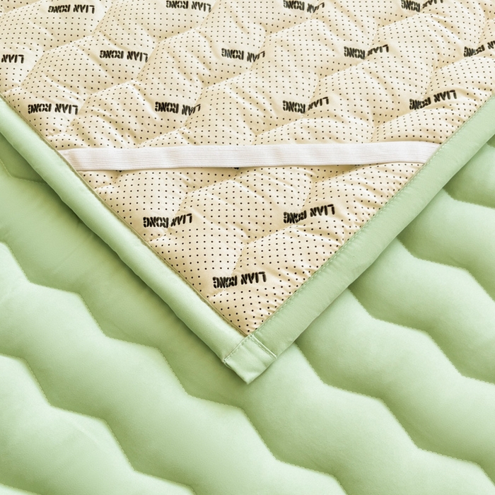 91家纺网 家纺一手货源 找家纺 恋绒家纺 2025新款刺绣款床褥床护垫绣花床垫 柯基KJ-薄荷绿