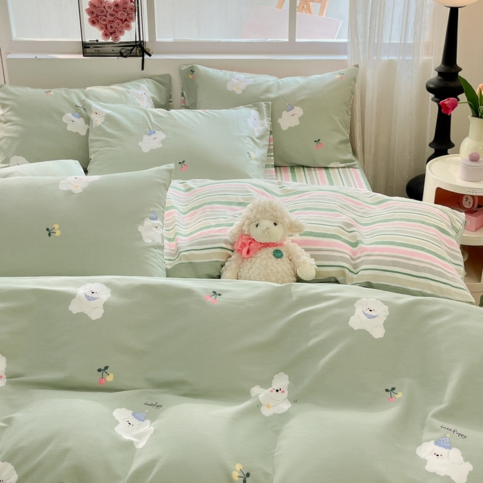 91家纺网 家纺一手货源 找家纺 慕尚家纺 2025新款全棉印花四件套 汪可爱