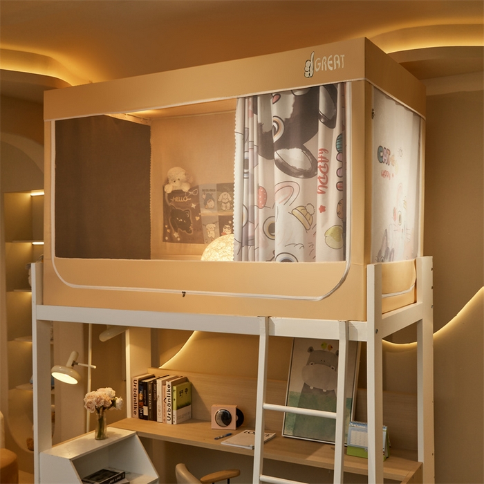 91家纺网 家纺一手货源 找家纺 迪凡保罗蚊帐 2025新款2416纳米环保加厚强遮光大版数码印花学生蚊帐（自带靠墙帘） 大眼猫