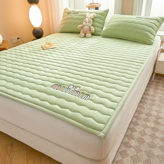 91家纺网 家纺一手货源 找家纺 恋绒家纺 2025新款刺绣款床褥床护垫绣花床垫 mini-薄荷绿