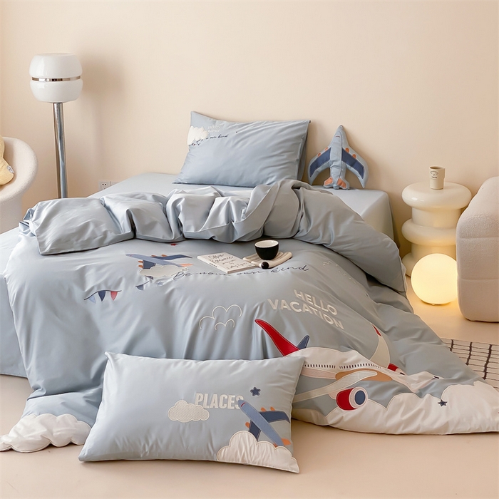 91家纺网 家纺一手货源 找家纺 （总）星野 2024秋冬新款双股澳棉贴布绣四件套-飞跃地平线