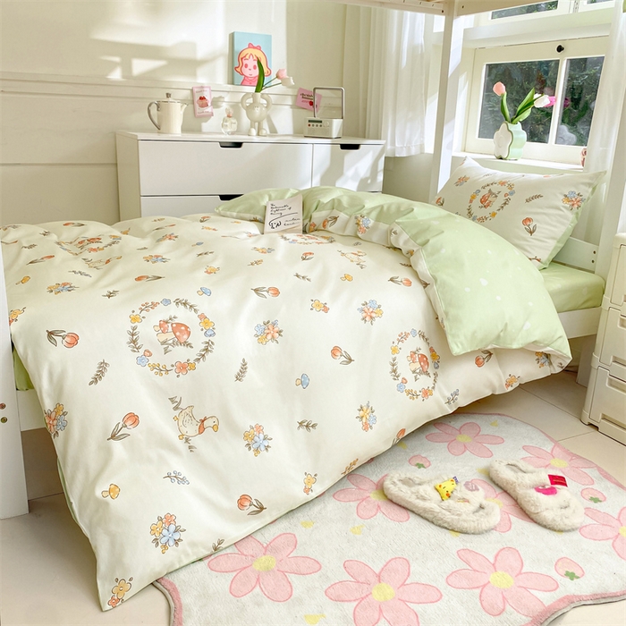 91家纺网 家纺一手货源 找家纺 本制 2024新款学生季全棉印花三件套 沐风