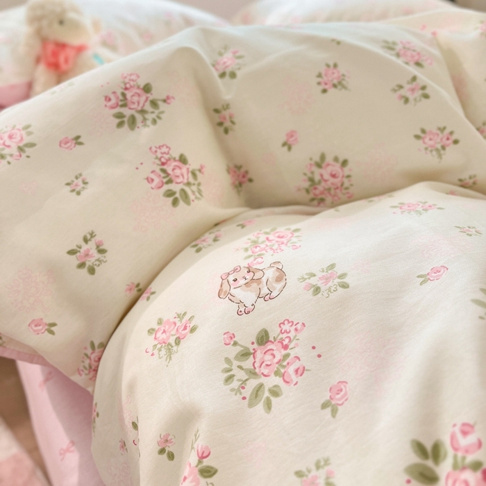 91家纺网 家纺一手货源 找家纺 慕尚家纺 2025新款全棉印花四件套 铃兰花