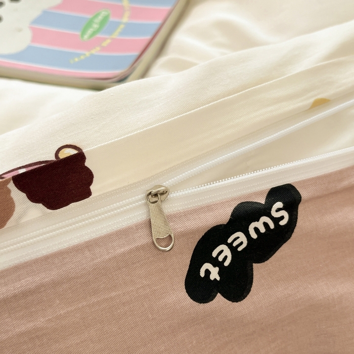 91家纺网 家纺一手货源 找家纺 慕尚家纺 2025新款全棉印花四件套 彩色爱心狗