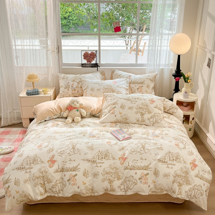 91家纺网 家纺一手货源 找家纺 慕尚家纺 2025新款全棉印花四件套 寻找秋天