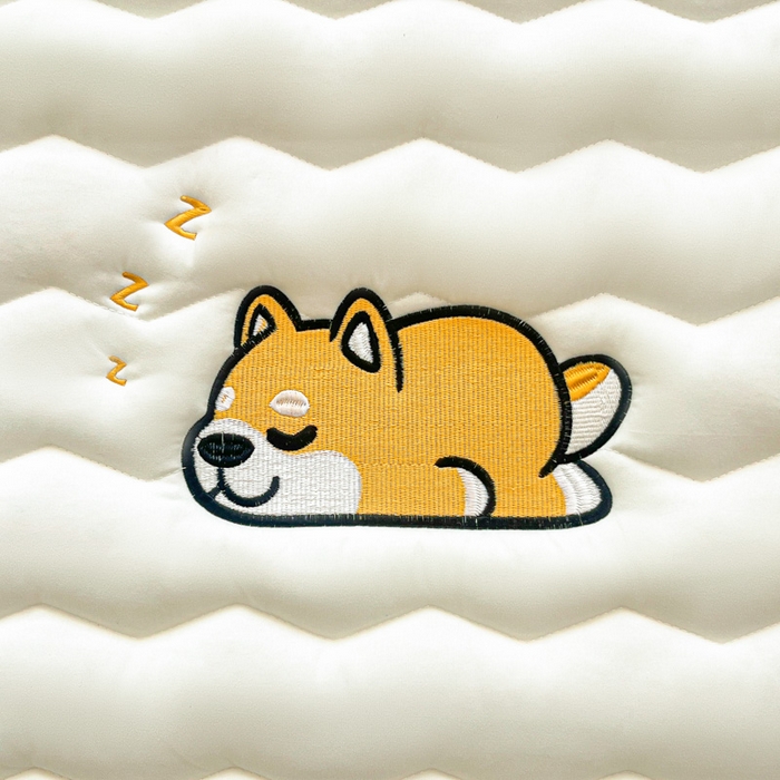 91家纺网 家纺一手货源 找家纺 恋绒家纺 2025新款刺绣款床褥床护垫绣花床垫 柯基KJ-象牙白