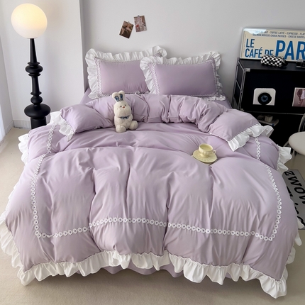 91家纺网 家纺一手货源 找家纺 春光里 2024新款水洗棉花边款四件套-克洛伊