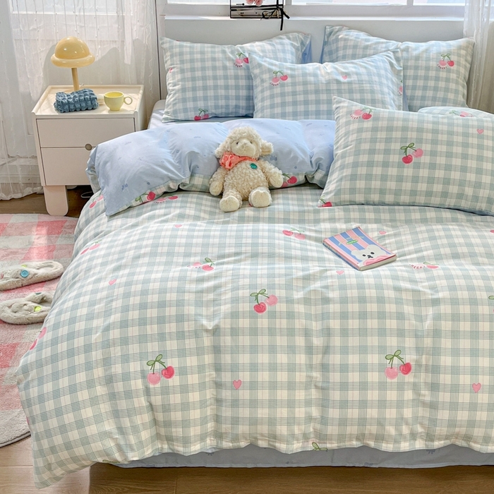 91家纺网 家纺一手货源 找家纺 慕尚家纺 2025新款全棉印花四件套 樱桃