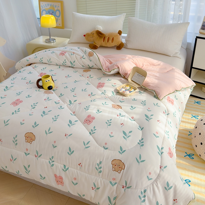 91家纺网 家纺一手货源 找家纺 卡派 2024新款亲肤水洗棉印花春秋被 可爱兔