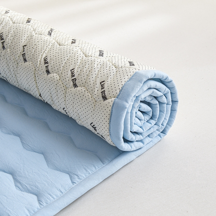 91家纺网 家纺一手货源 找家纺 恋绒家纺 2025新款刺绣款床褥床护垫绣花床垫 mini-天空蓝