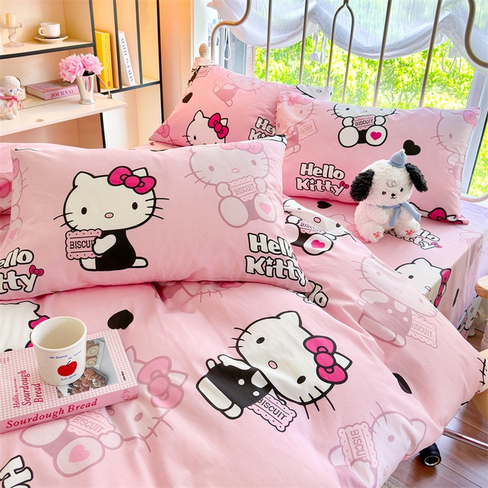 91家纺网 家纺一手货源 找家纺 2024新款授权经典奥特曼-三丽鸥全棉卡通四件套学生三件套【含防伪标】 爱心kt