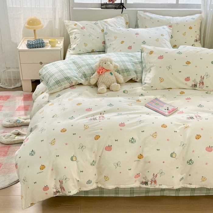 91家纺网 家纺一手货源 找家纺 慕尚家纺 2025新款全棉印花四件套 南瓜派对