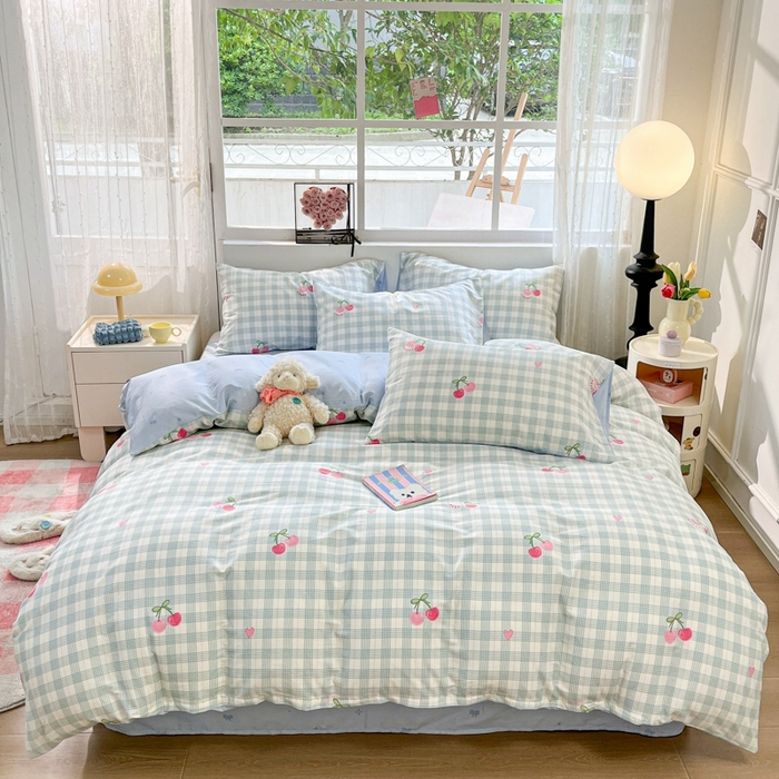 91家纺网 家纺一手货源 找家纺 慕尚家纺 2025新款全棉印花四件套 樱桃