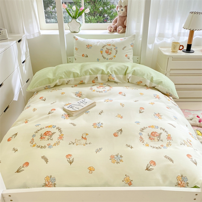 91家纺网 家纺一手货源 找家纺 本制 2024新款学生季全棉印花三件套 沐风