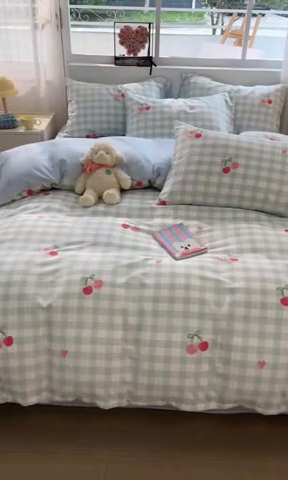 91家纺网 家纺一手货源 找家纺 慕尚家纺 2025新款全棉印花四件套 樱桃