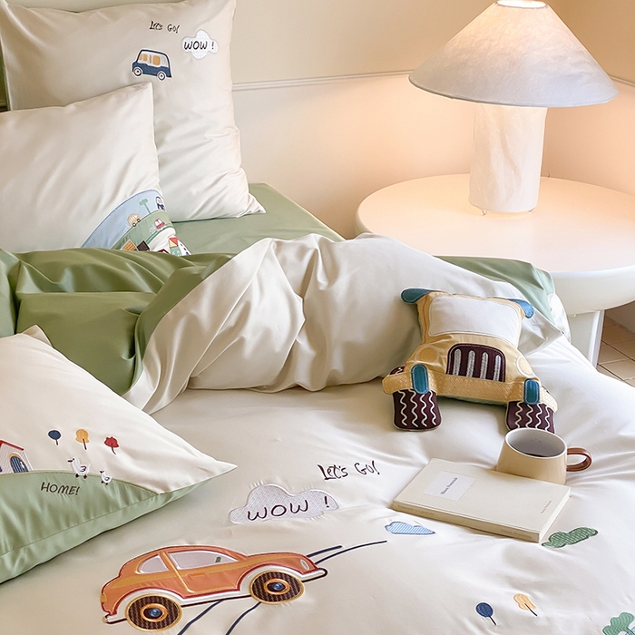 91家纺网 家纺一手货源 找家纺 （总）星野 2024秋冬新款双股澳棉贴布绣四件套-完美假日