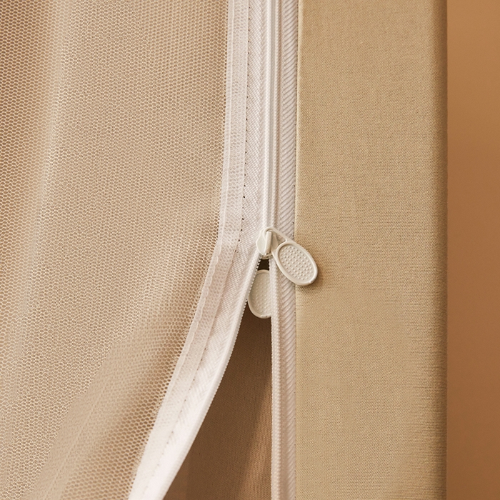 91家纺网 家纺一手货源 找家纺 2024新款学生宿舍强遮光坐床蚊帐 米色-莓有烦恼