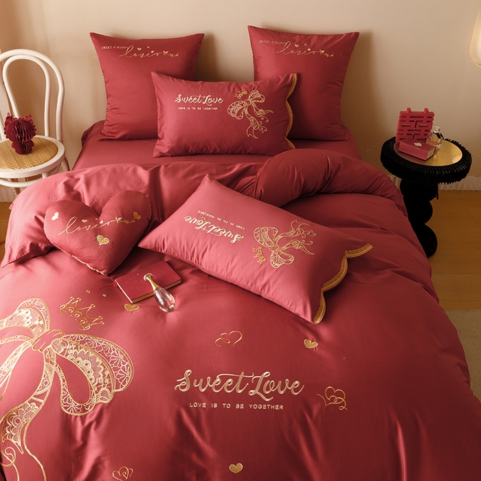 91家纺网 家纺一手货源 找家纺 （总）星野 2024秋冬新款双股澳棉刺绣四件套-蜜月