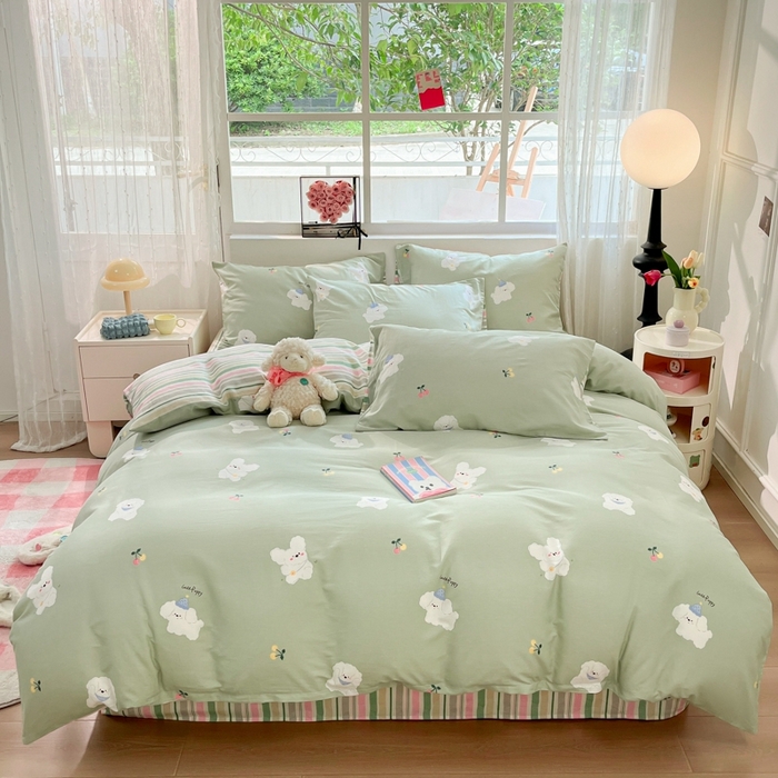 91家纺网 家纺一手货源 找家纺 慕尚家纺 2025新款全棉印花四件套 汪可爱