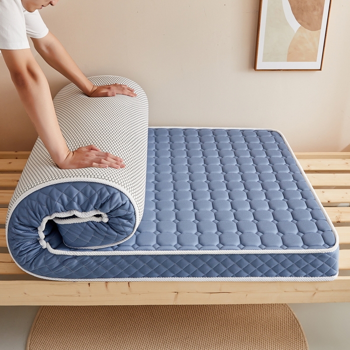 91家纺网 家纺一手货源 找家纺 卡派 2024新款单人床乳胶记忆棉立体加厚加高床垫5-10cm（面包格系列） 蓝灰