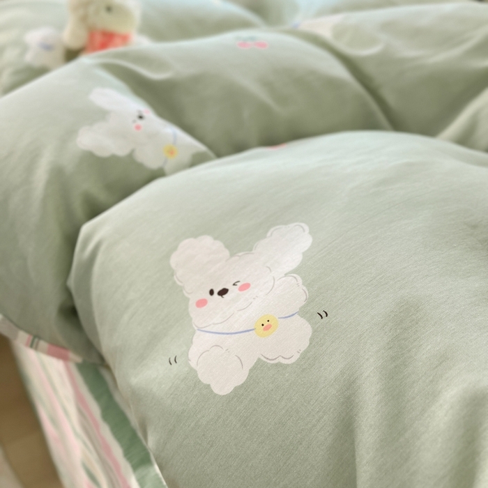 91家纺网 家纺一手货源 找家纺 慕尚家纺 2025新款全棉印花四件套 汪可爱