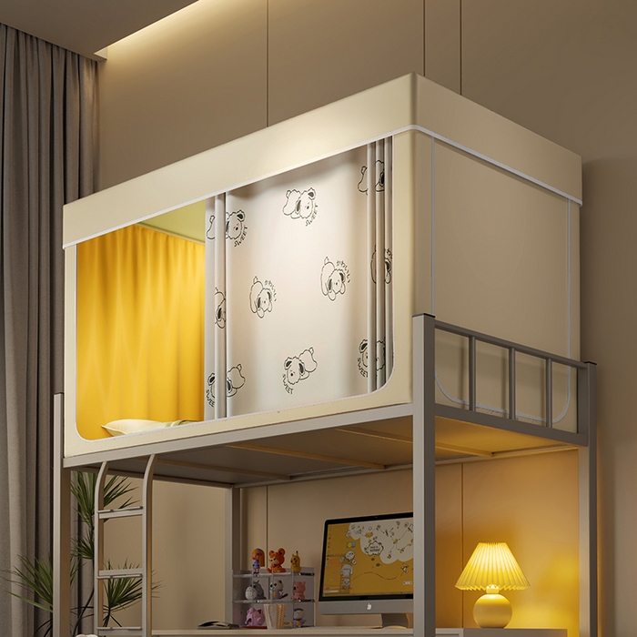 91家纺网 家纺一手货源 找家纺 2024新款学生宿舍强遮光坐床蚊帐 米色-哈基米