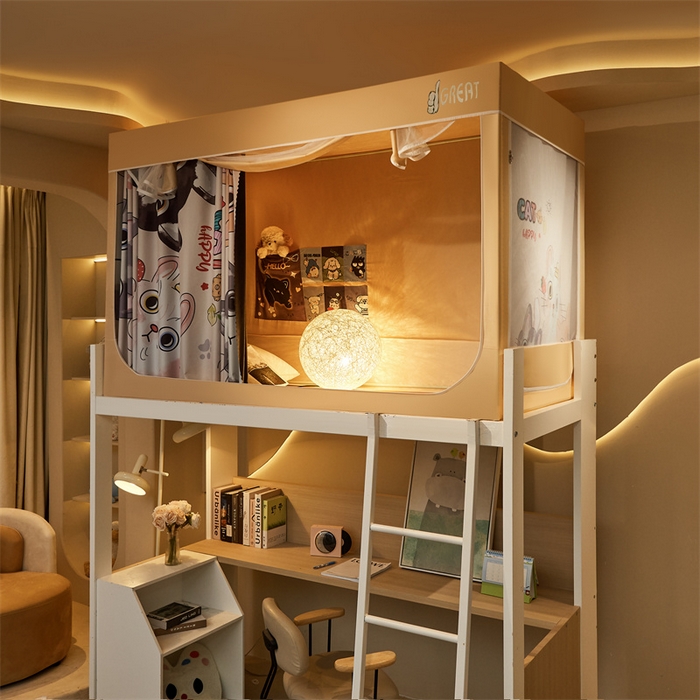 91家纺网 家纺一手货源 找家纺 迪凡保罗蚊帐 2025新款2416纳米环保加厚强遮光大版数码印花学生蚊帐（自带靠墙帘） 大眼猫