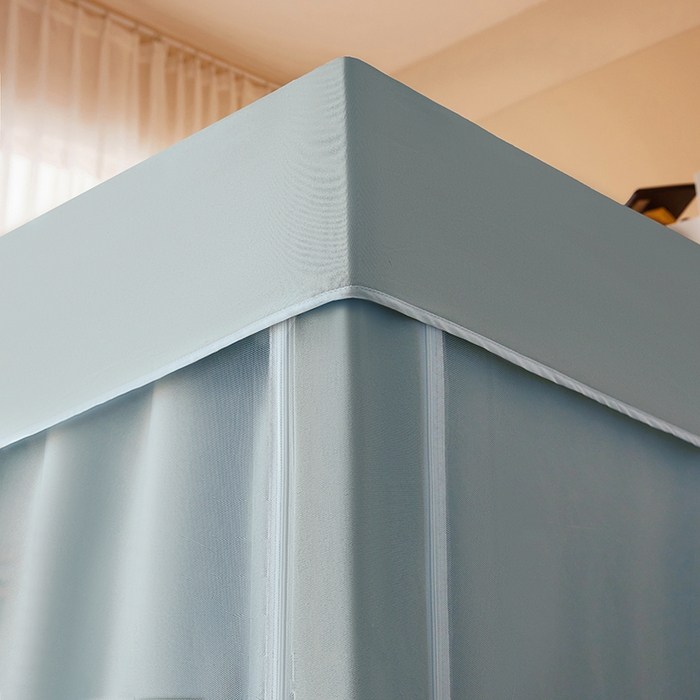 91家纺网 家纺一手货源 找家纺 2024新款学生宿舍强遮光坐床蚊帐 蓝色-花朵小熊