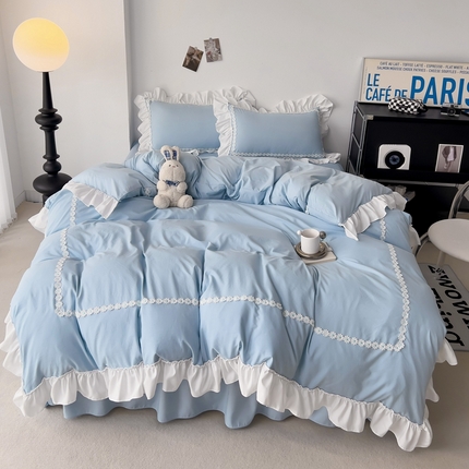 91家纺网 家纺一手货源 找家纺 春光里 2024新款水洗棉花边款四件套-克洛伊