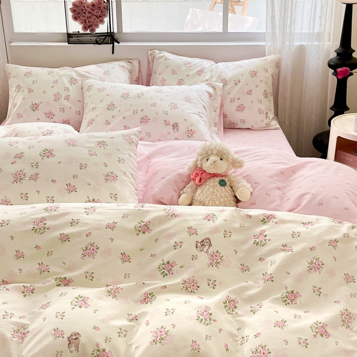 91家纺网 家纺一手货源 找家纺 慕尚家纺 2025新款全棉印花四件套 铃兰花