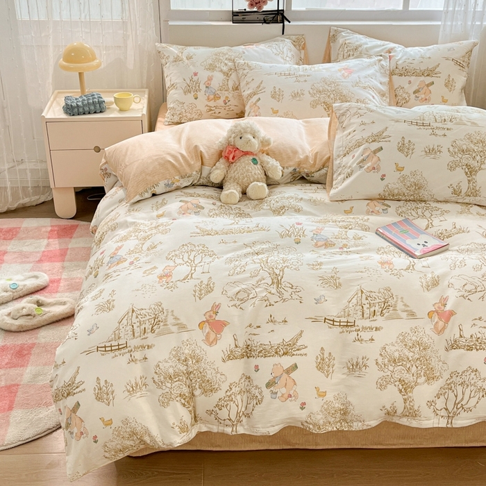 91家纺网 家纺一手货源 找家纺 慕尚家纺 2025新款全棉印花四件套 寻找秋天