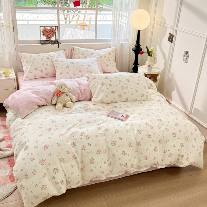 91家纺网 家纺一手货源 找家纺 慕尚家纺 2025新款全棉印花四件套 铃兰花