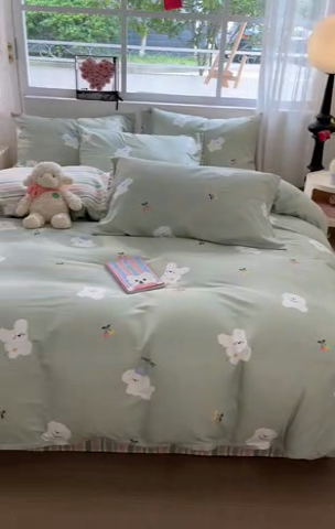 91家纺网 家纺一手货源 找家纺 慕尚家纺 2025新款全棉印花四件套 汪可爱