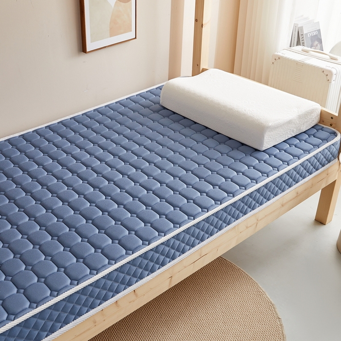 91家纺网 家纺一手货源 找家纺 卡派 2024新款单人床乳胶记忆棉立体加厚加高床垫5-10cm（面包格系列） 蓝灰