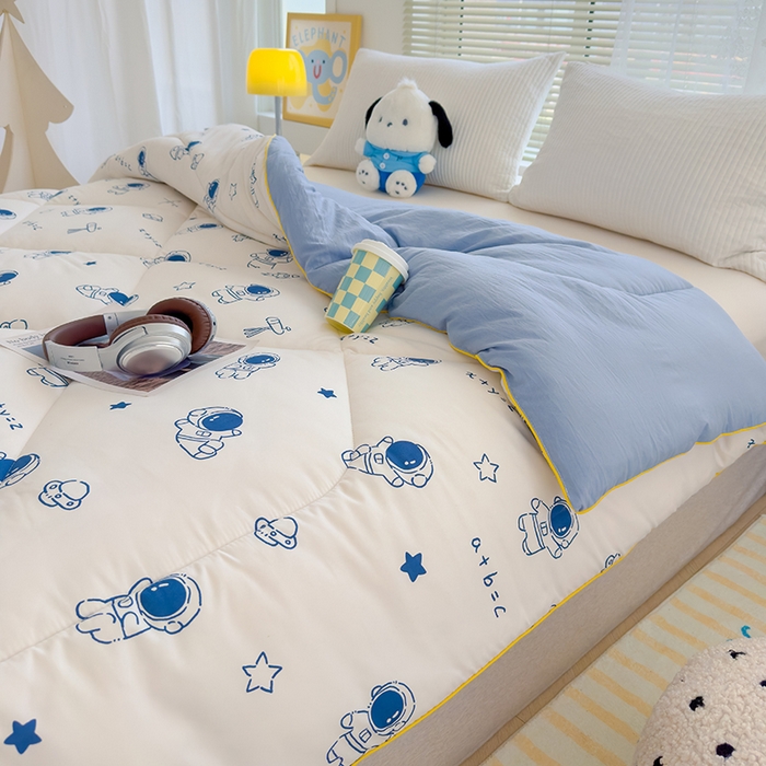 91家纺网 家纺一手货源 找家纺 卡派 2024新款亲肤水洗棉印花春秋被 太空人