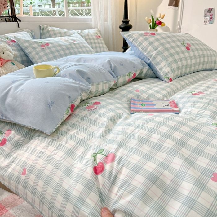 91家纺网 家纺一手货源 找家纺 慕尚家纺 2025新款全棉印花四件套 樱桃