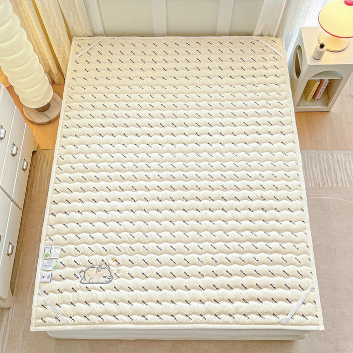 91家纺网 家纺一手货源 找家纺 恋绒家纺 2025新款刺绣款床褥床护垫绣花床垫 柯基KJ-象牙白