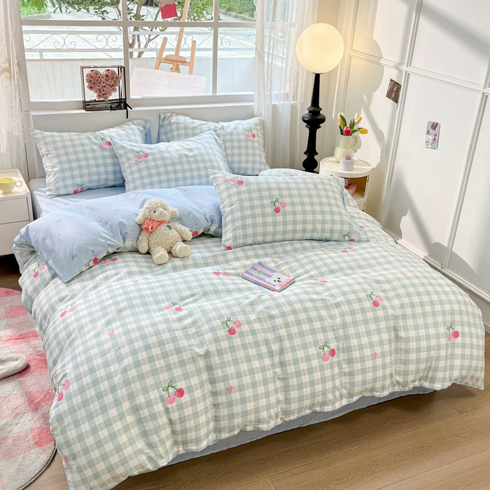 91家纺网 家纺一手货源 找家纺 慕尚家纺 2025新款全棉印花四件套 樱桃