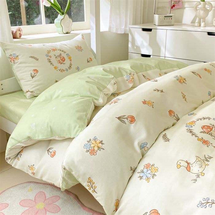 91家纺网 家纺一手货源 找家纺 本制 2024新款学生季全棉印花三件套 沐风