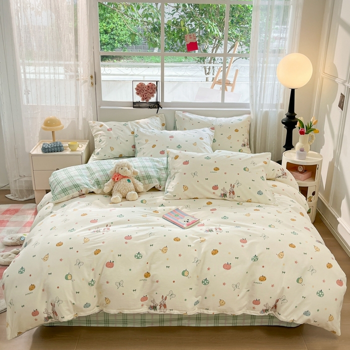 91家纺网 家纺一手货源 找家纺 慕尚家纺 2025新款全棉印花四件套 南瓜派对