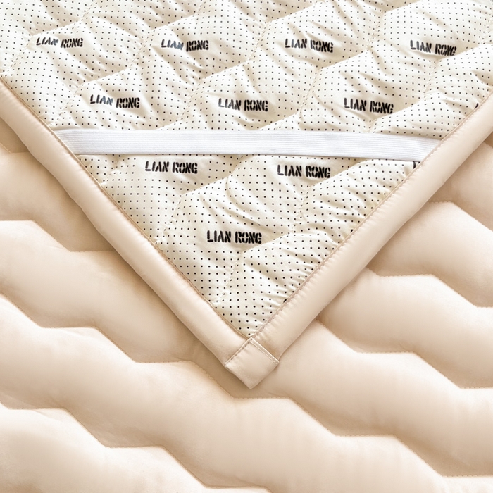 91家纺网 家纺一手货源 找家纺 恋绒家纺 2025新款刺绣款床褥床护垫绣花床垫 柯基KJ-奶油杏